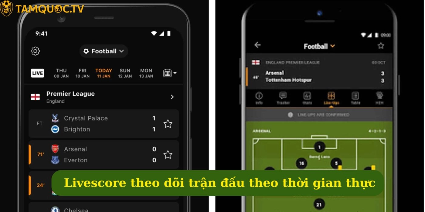 Livescore theo dõi trận đấu theo thời gian thực